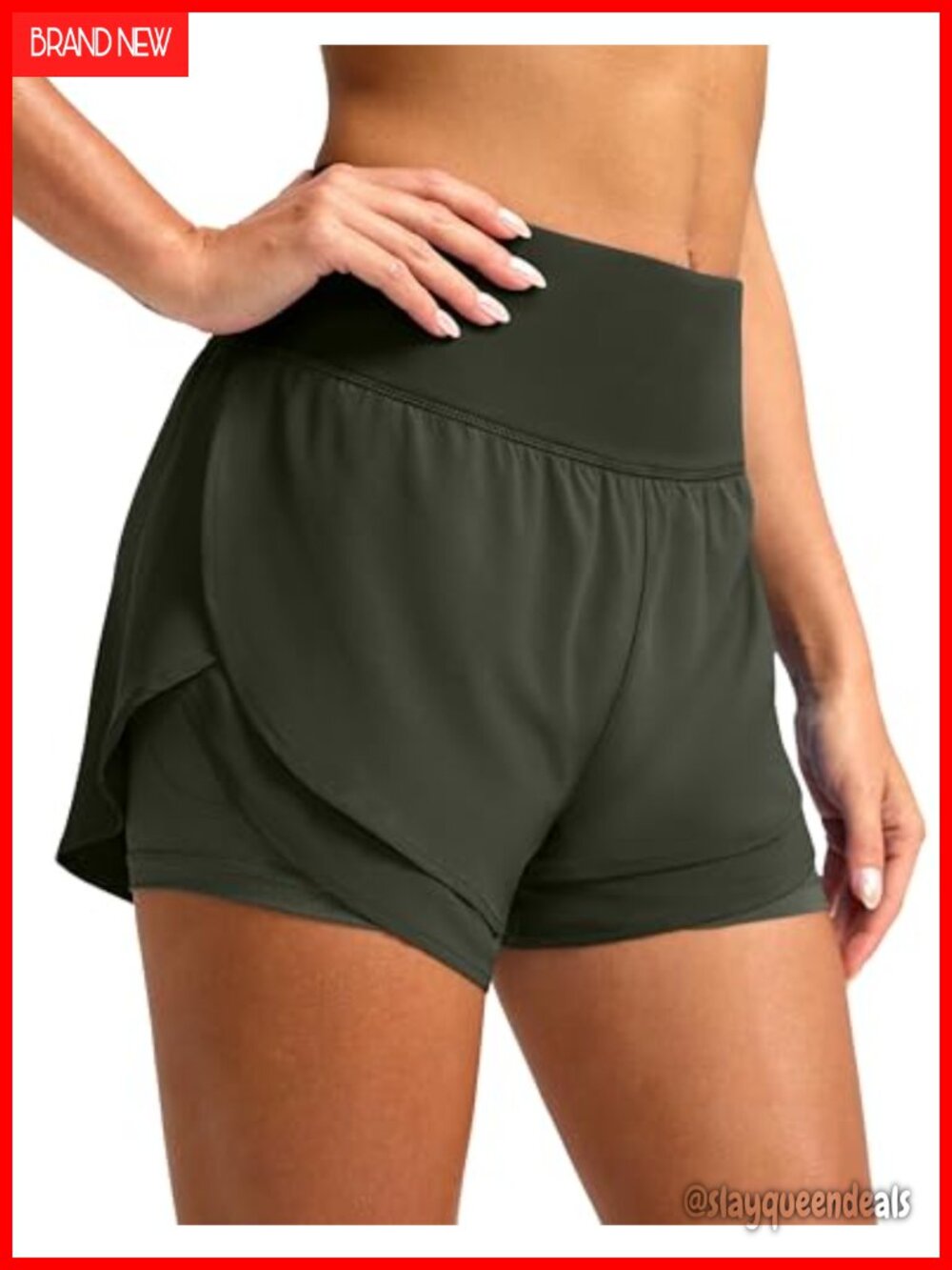 2 in 1 Athletic Running Shorts High Waisted with Pockets